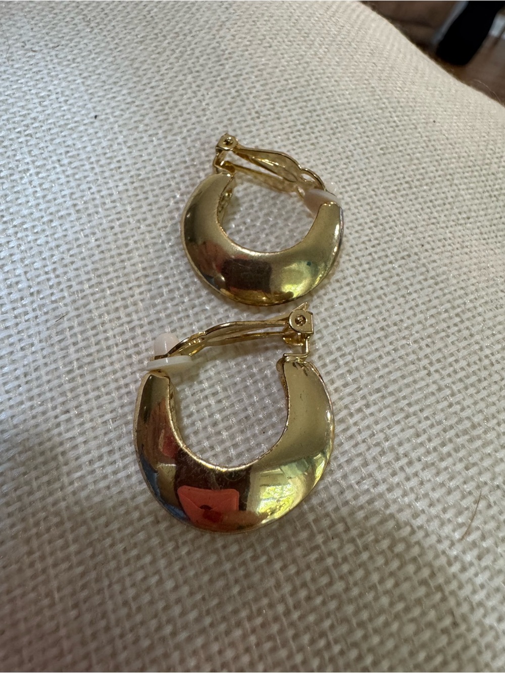 Gold Clip-On Hoop Earrings - Women Jewelry